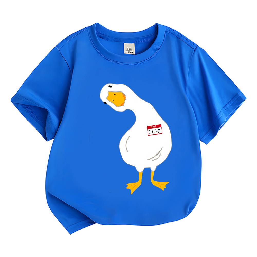 Funny Cartoon Quack Duck Printing Children T-shirt Summer Leisure Duck Kids Tshirt Soft Cotton Boys Girls Short Sleeve Tshirt