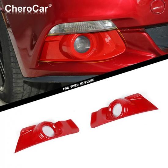 Front Fog Light Cover Fog Lamp Frame Trim For Ford Mustang 15-17 Red Accessories