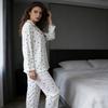 Spring and Autumn Love Heart Printed Sweet Sleepwear Women's Frill Set Loose and Can Be Worn Outdoors Homewear