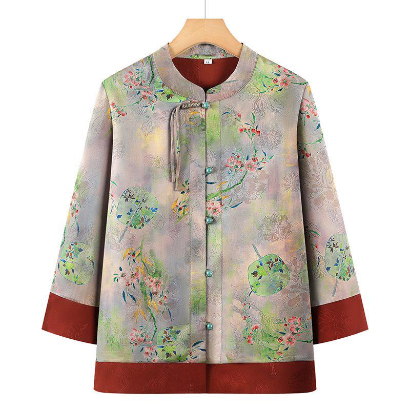 

Spring 2026 New Arrival: Summer Top for Elderly Women, Grandma s Imitation Blouse 2XL (Recommended 105-120 jin)