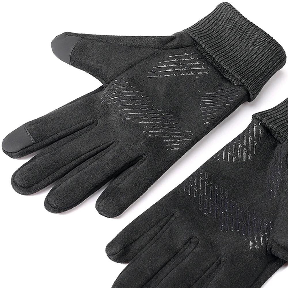 Suede Fabric Men's Gloves Soft Autumn Winter Thick Warm Male Skin-Friendly Skiing Non-Slip Cycling Elastic Touchscreen Gloves.