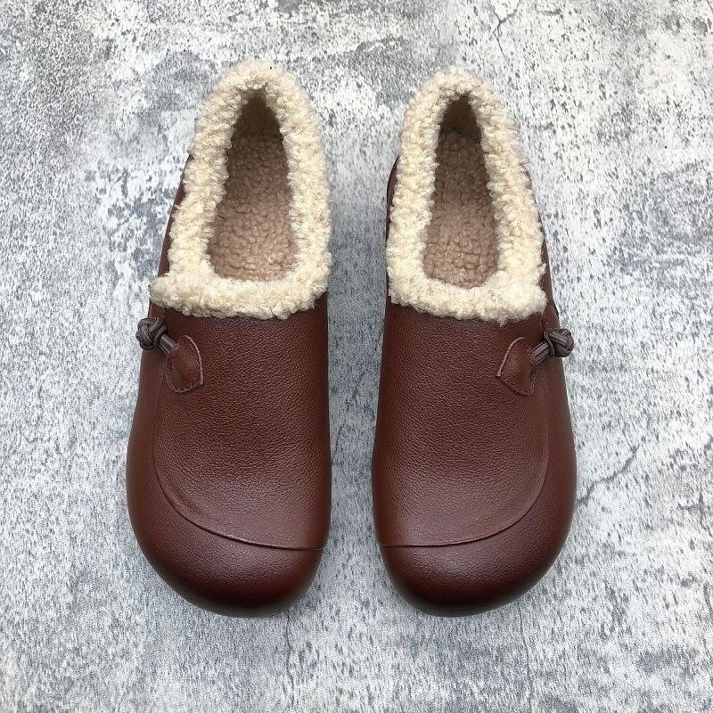 Autumn and Winter Mao Mao Women's Shoes Genuine Leather Soft-soled Comfortable Shoes New Pedal Single Shoes Flat Shoes