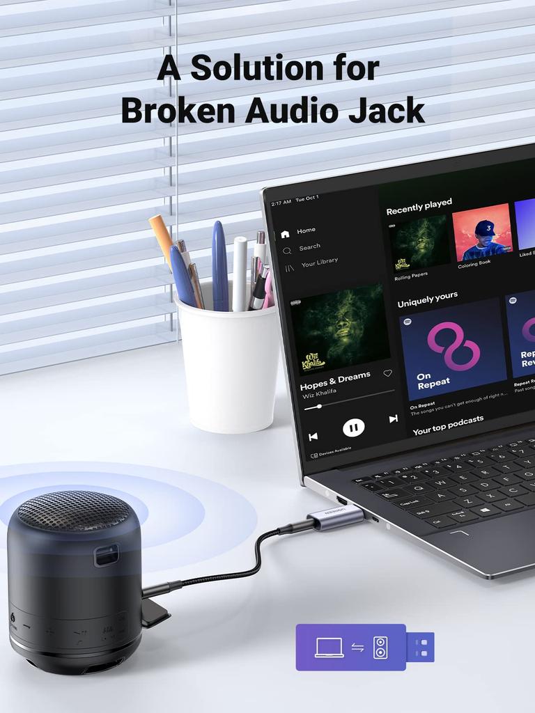 UGREEN USB to Headphone Jack External Sound Card TRRS with Integrated Microphone and Headphone Direct Ideal for Raspberry Windows and More 3.5mm