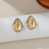 Stainless Steel 14K Gold and Silver Two-color Water Drop Stud Earrings Geometric Contrast Cold Wind Earrings Removable Earrings