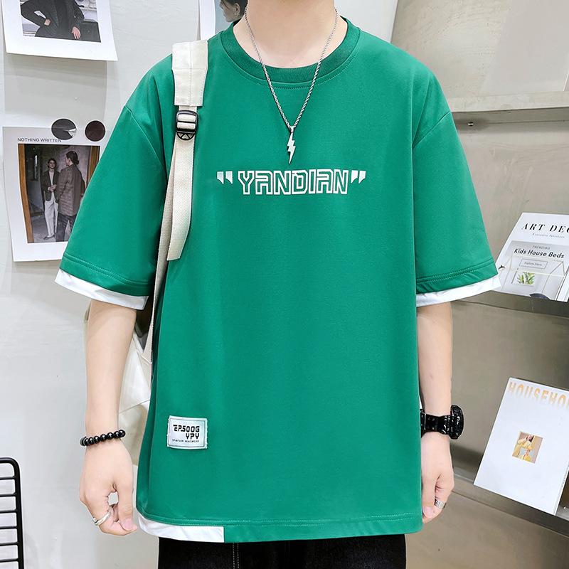 Men's Short-sleeved T-shirt Summer Casual Loose Five-point Sleeve T-shirt