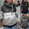 Pull Femme Col Haut Décontracté Manches Longues Rétro Color-block à Capuche