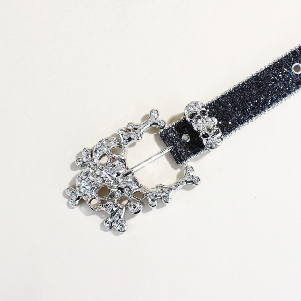 Cool Blingbling Rhinestones Belt for Women Western Cowgirl Styles with Punk PU Leather Designs Sequins for Various Event