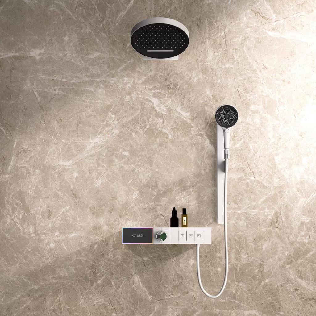 Smart Multifunction Brushed Rose Gold Bathroom Shower Faucet Concealed Rainfall Shower Faucet Ceiling Black Bath Shower Mixer