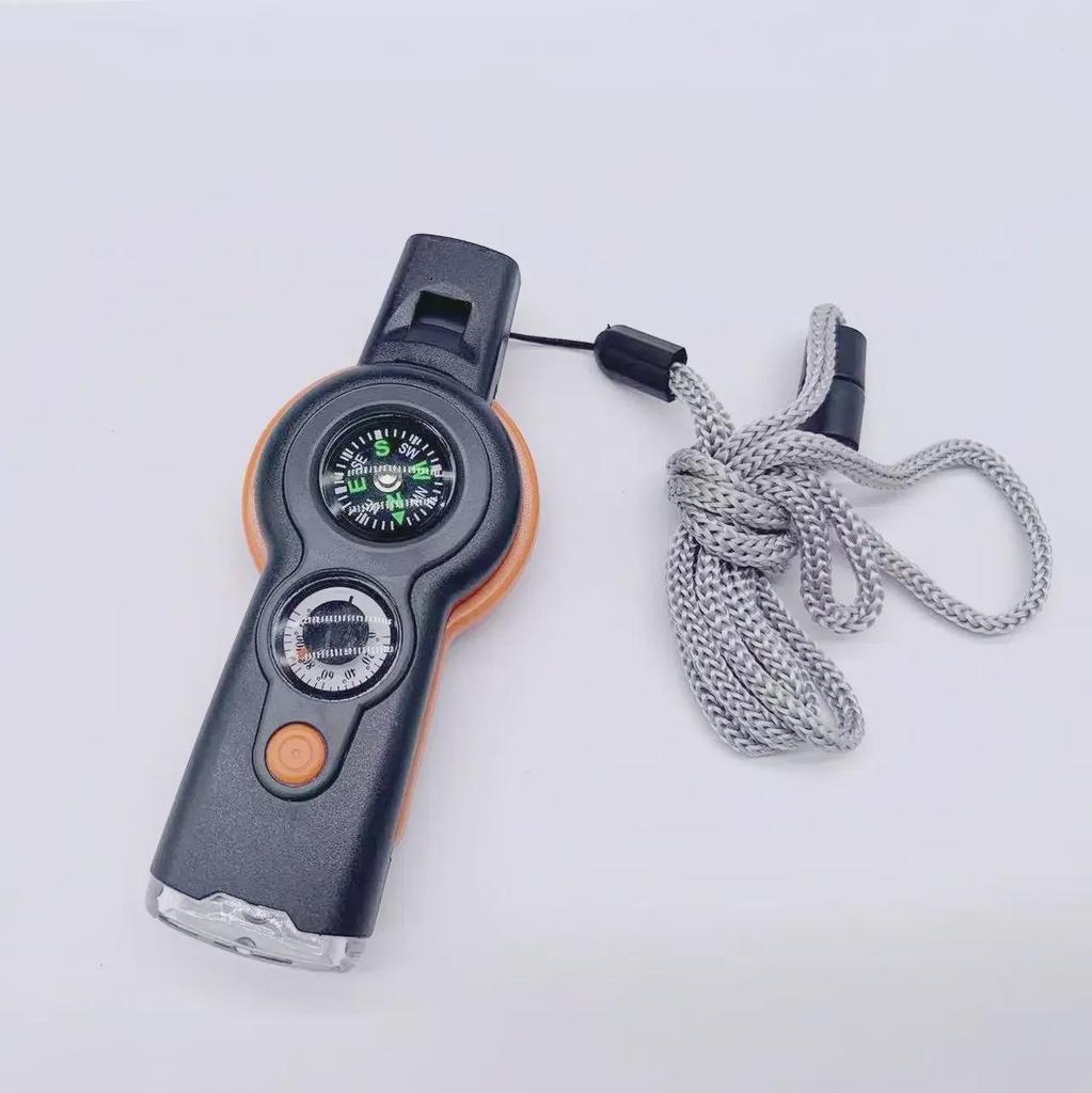 7-in-1 LED Light Survival Whistle with Thermometer & Compass
