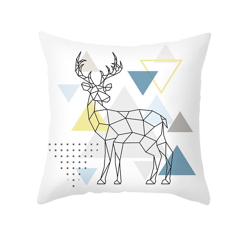 Nordic Christmas Pillow Cover Simple Printed Lines Elk Series Sofa Office Pillow Cushion Cover
