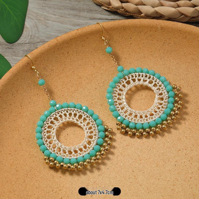 Bohemian Ethnic Dangle Earrings - Women's Hand-Woven Vintage Holiday Long Earrings