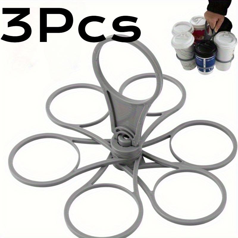 Foldable 6-Cup Carrier Rotating Party Wine Cup Tray Plastic Handheld Coffee Cup Stand Portable KTV Cocktail Milk Tea Cup Holder