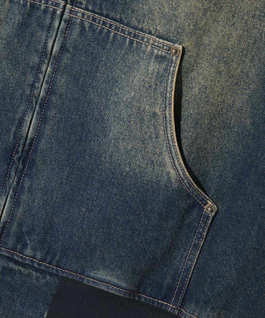 Trillion Vintage Washed Denim Work Hoodie Zip-Up_Vintage Blue