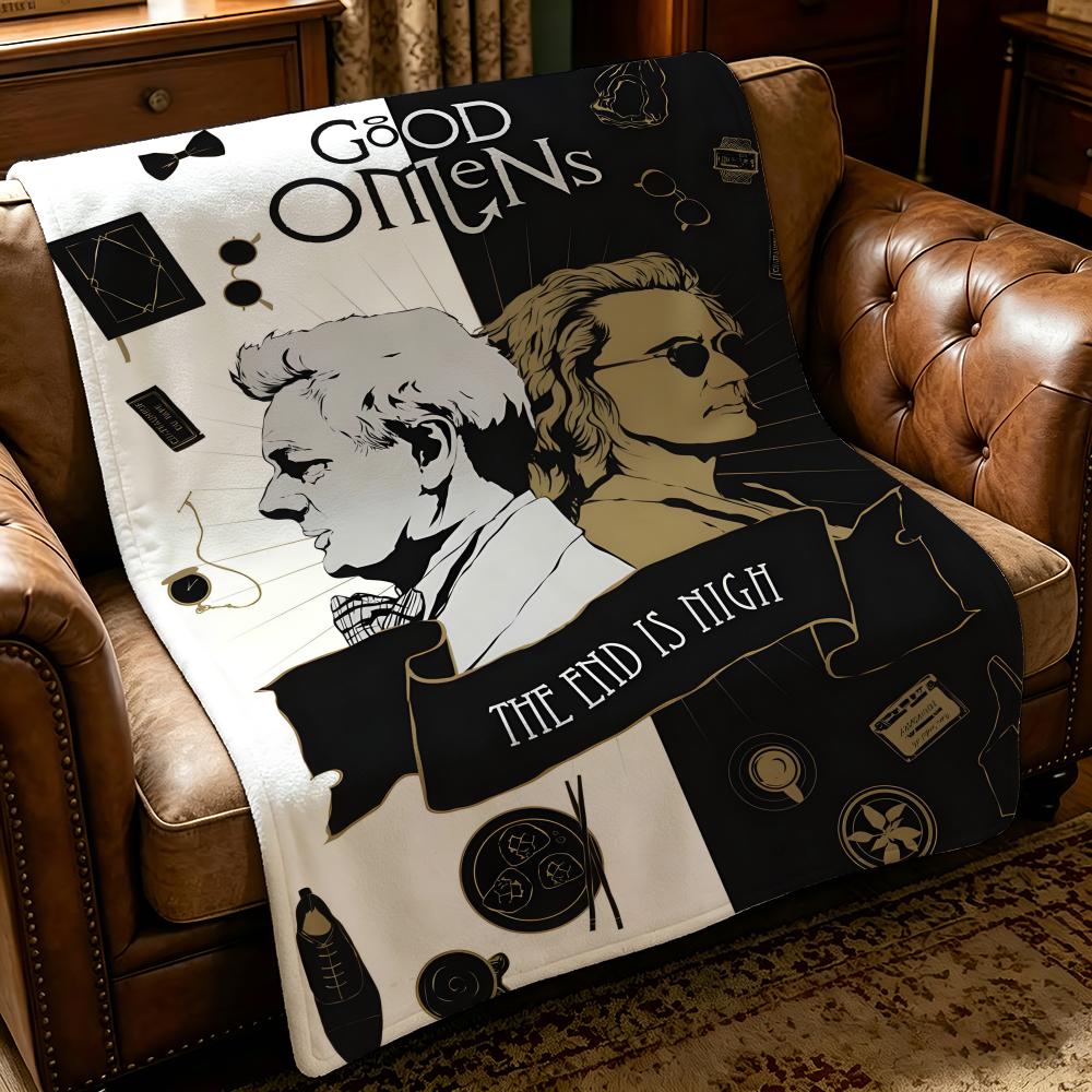 drama G-Good Omens-S Throw Thick Comfort Flannel Quilt, Multi-scene Use Indoor Outdoor Daily Nap