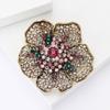 Vintage Crystal Flower Brooch Pin Gold Tone Rhinestone Brooches Wedding Gift Pin