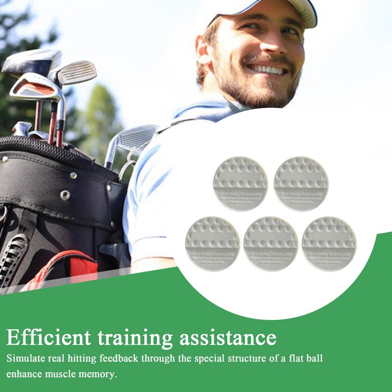 Golf Swing Long Distance Hitting Trainer Golf Swing Ball Flat Shaped Set Of 5 For Outdoor Practice Backyard Game Course Putting