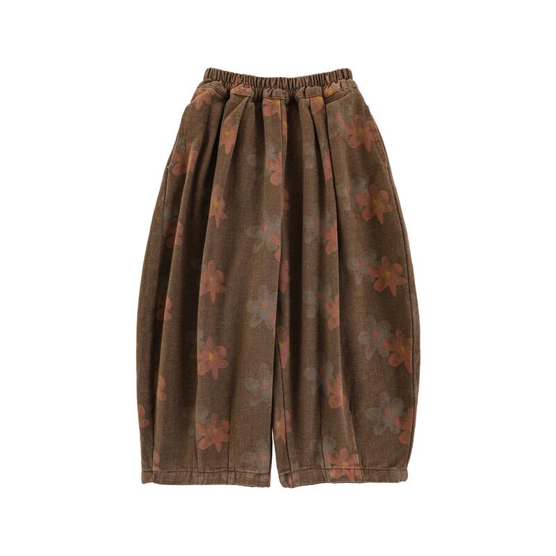 YouYou Girls  Warm Brown Floral Print Casual Harem Pants 100