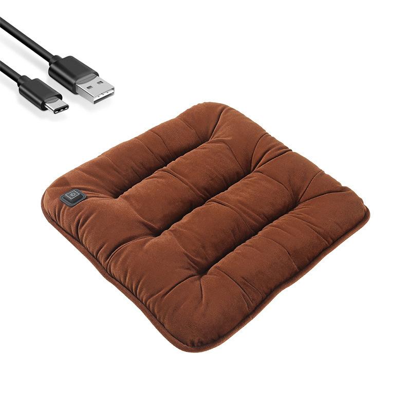 

Car Adjustable Temperature Electric Heating Pad USB Charging Winter Heated Seat Cushion Auto Seat Warmer коричневий