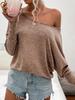 Autumn/Winter Women's Solid Color Off-Shoulder Long-Sleeve Casual T-Shirt