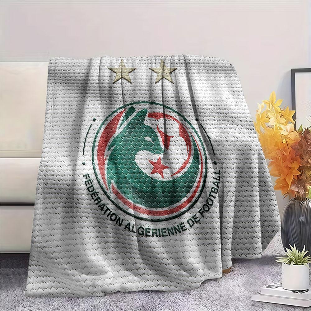Algeria football Printed Flannel Blanket, soft throw for bedroom sofa, washable,soccer fan merchandise, great gift.