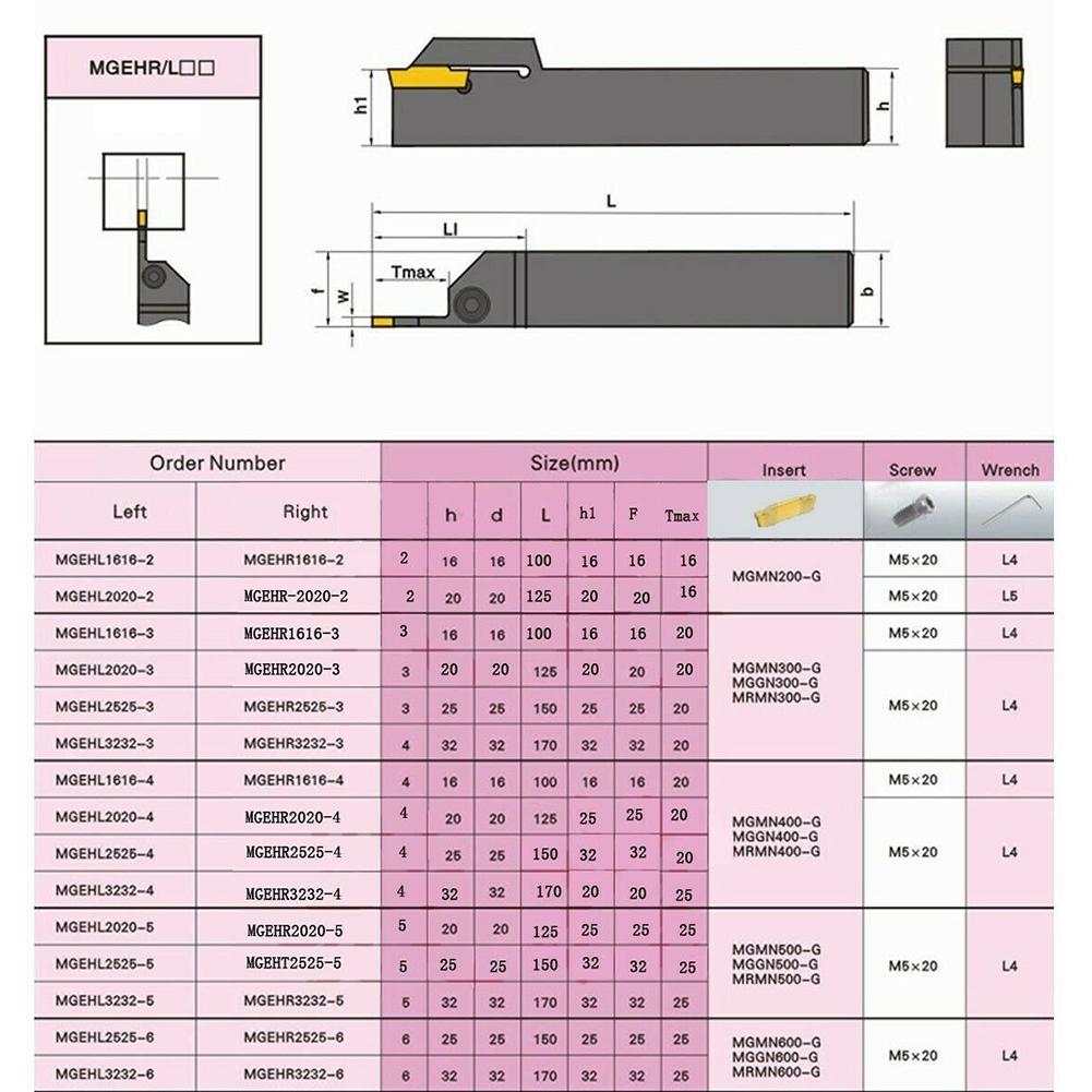 MGEHR1212-1.5 Spårstålhållare 10st MGMN150-G Karbidspårstål Lathes Vändverktygshållare Metallbearbetningsverktyg