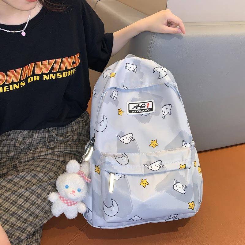 High-value Backpack, Large-capacity Schoolbag for Junior High School Students, Simple Printing, Cute and Lightweight Travel Backpack