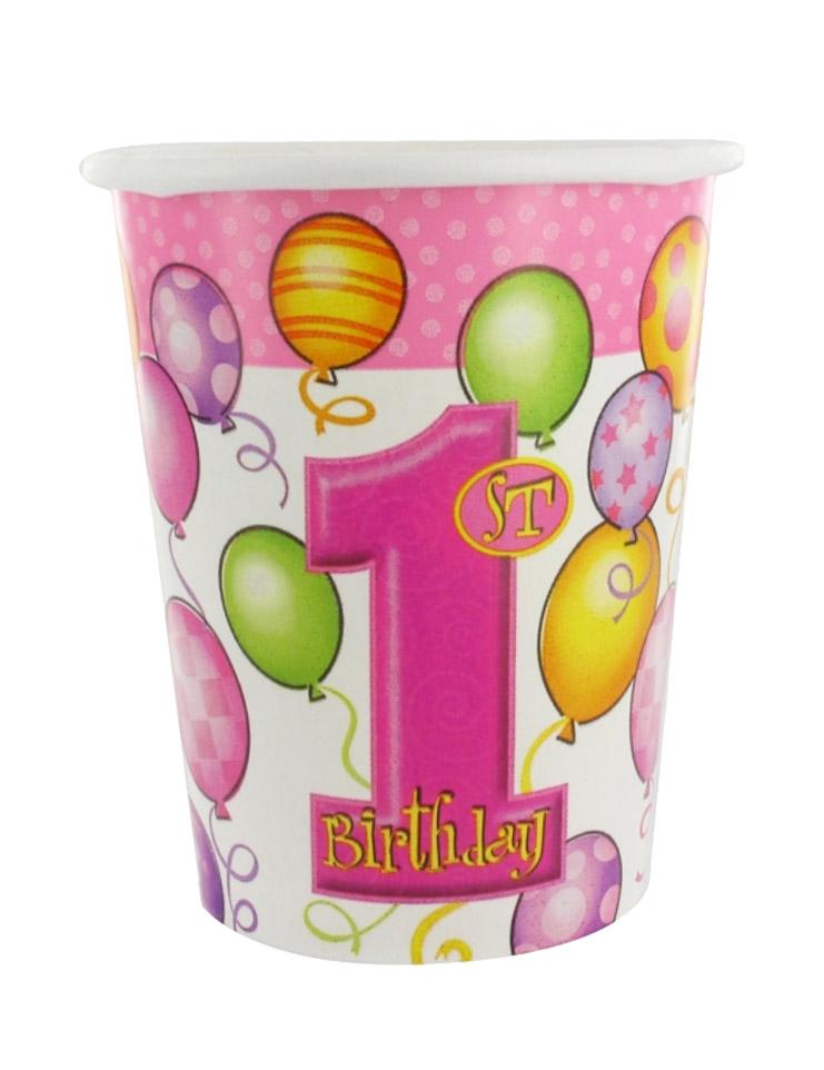 One Year Old Cups, 270 , Pink, 8 pcs