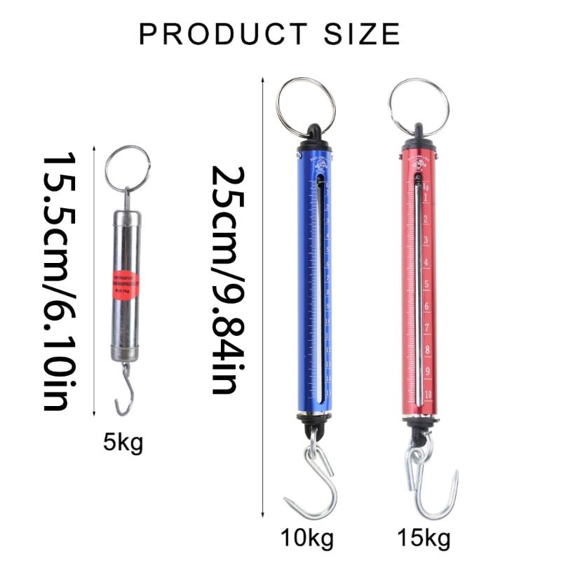 Bilancia a Molla Meccanica Portatile Cilindrica con Gancio di Sospensione Dinamometro per Pesatura Precisa Fino a 5kg/10kg/15kg