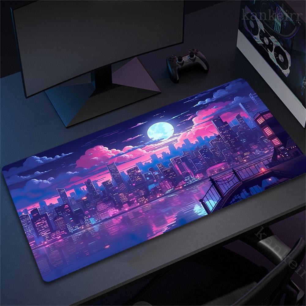 Large Game Deskmat Natural Rubber Mousepad Landscape Mountain Sunset Cartoon Mouse Pad Antislip Carpet Keyboard Mouse Mat 90x40