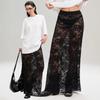 Women's High Waist Floral Lace Maxi Skirt Slim Fit Streetwear Sheer Mesh Long Skirt