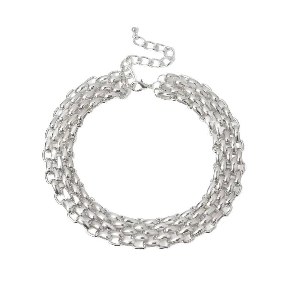 Vintage Chunky Chain Choker Metal Exaggerated Necklace Punk Layered Collar Necklace Hip Hop Style
