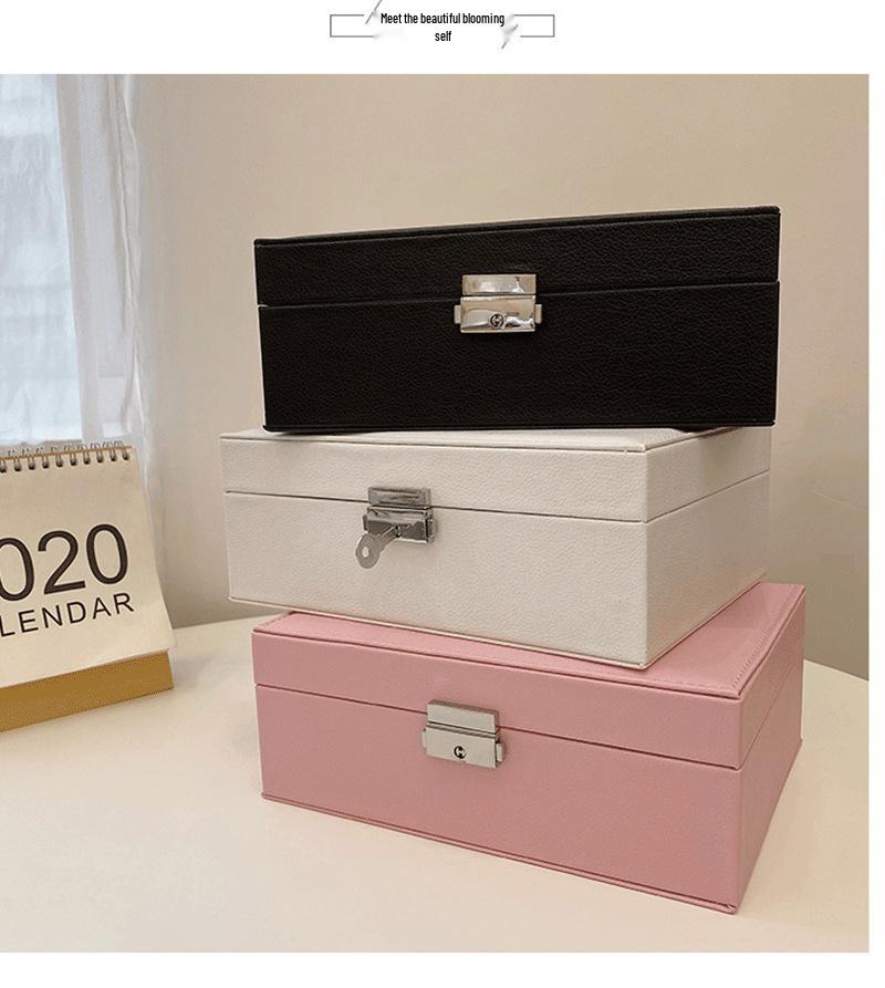 Double-Layer Lockable Jewelry and Ornaments Storage Box with Large Capacity