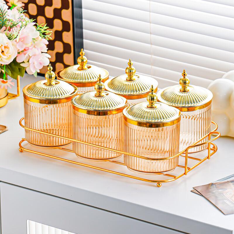 ZISIZ Golden Round Grain Storage Jar Set