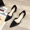 French Hollow Sandals Summer 2025 New Women's Shoes Medium Heel Thick Heel Pointed Single Shoes Bag Head Fairy Style Shoes