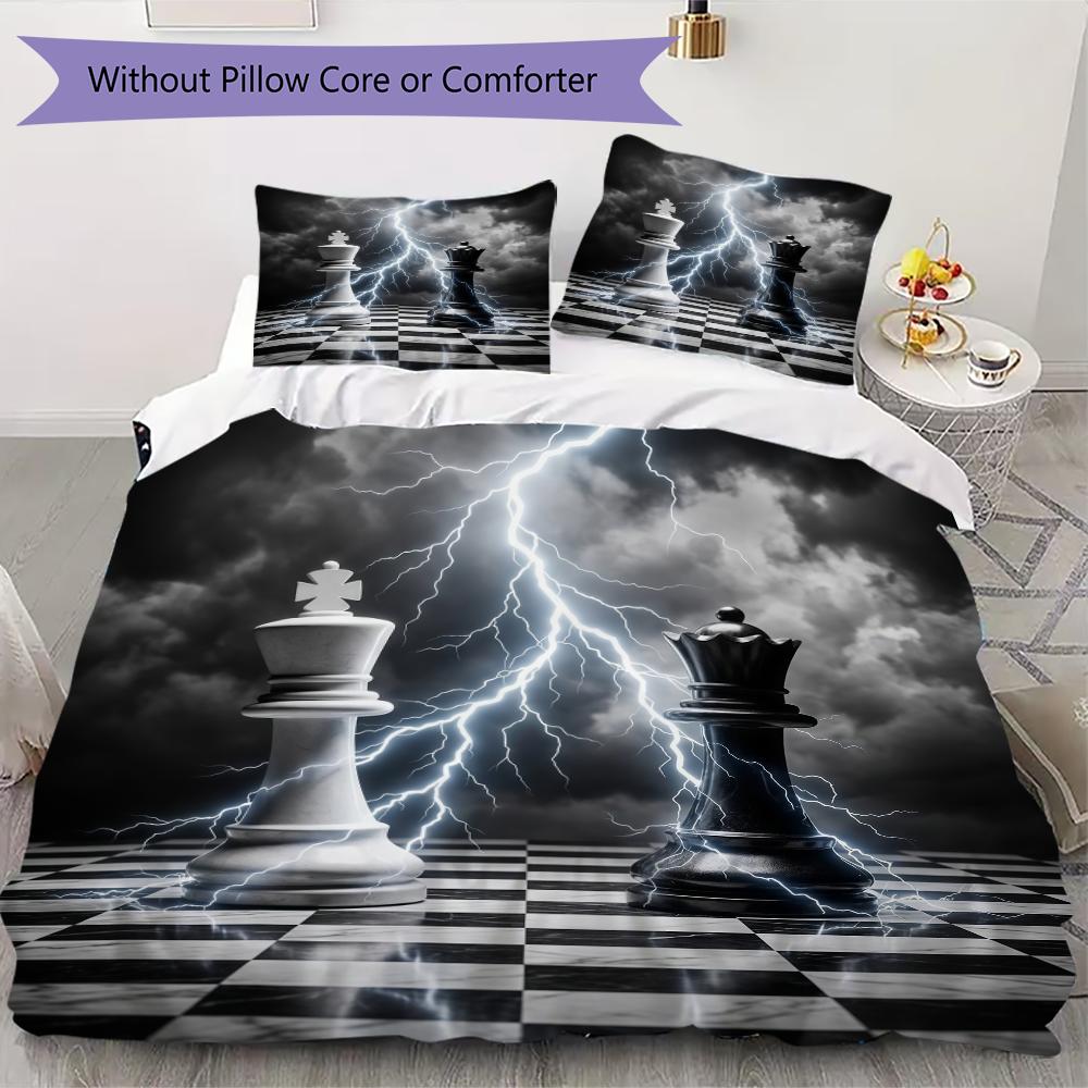 

Black and white chess Pattern Bedding uilt Set uilt Cover Pillowcase Home Decoration Birthday Gift (1 * duvet cover + 6 * pillowcase without core) 135x200cm