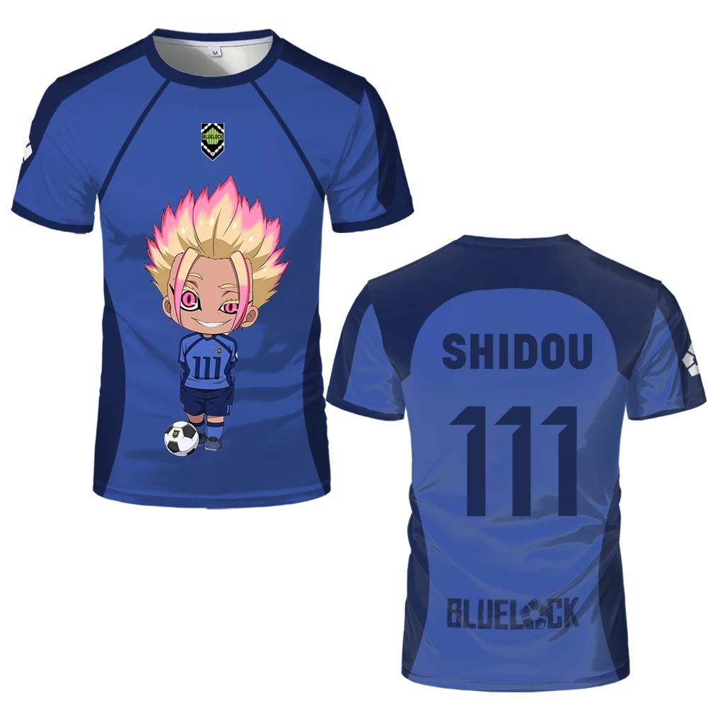 Japanese Anime Blue Lock Eleven Jersey Isagi Nagi Cute Pattern 3D Print T-shirt Men And Women Cartoon Character Print Tops