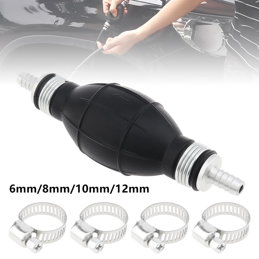 Ruční palivové čerpadlo 6mm / 8mm / 10mm / 12mm, palivové čerpadlo, benzín se 4 hadicovými svorkami pro auto, loď, motocykl, skútr