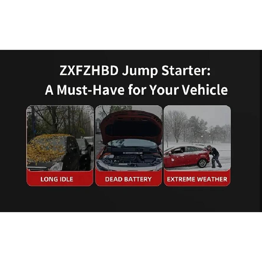 Ultra-slim 12V Car Jump Starter Booster Portable Car Power Bank Multifunctional Engine Battery Emergency Start