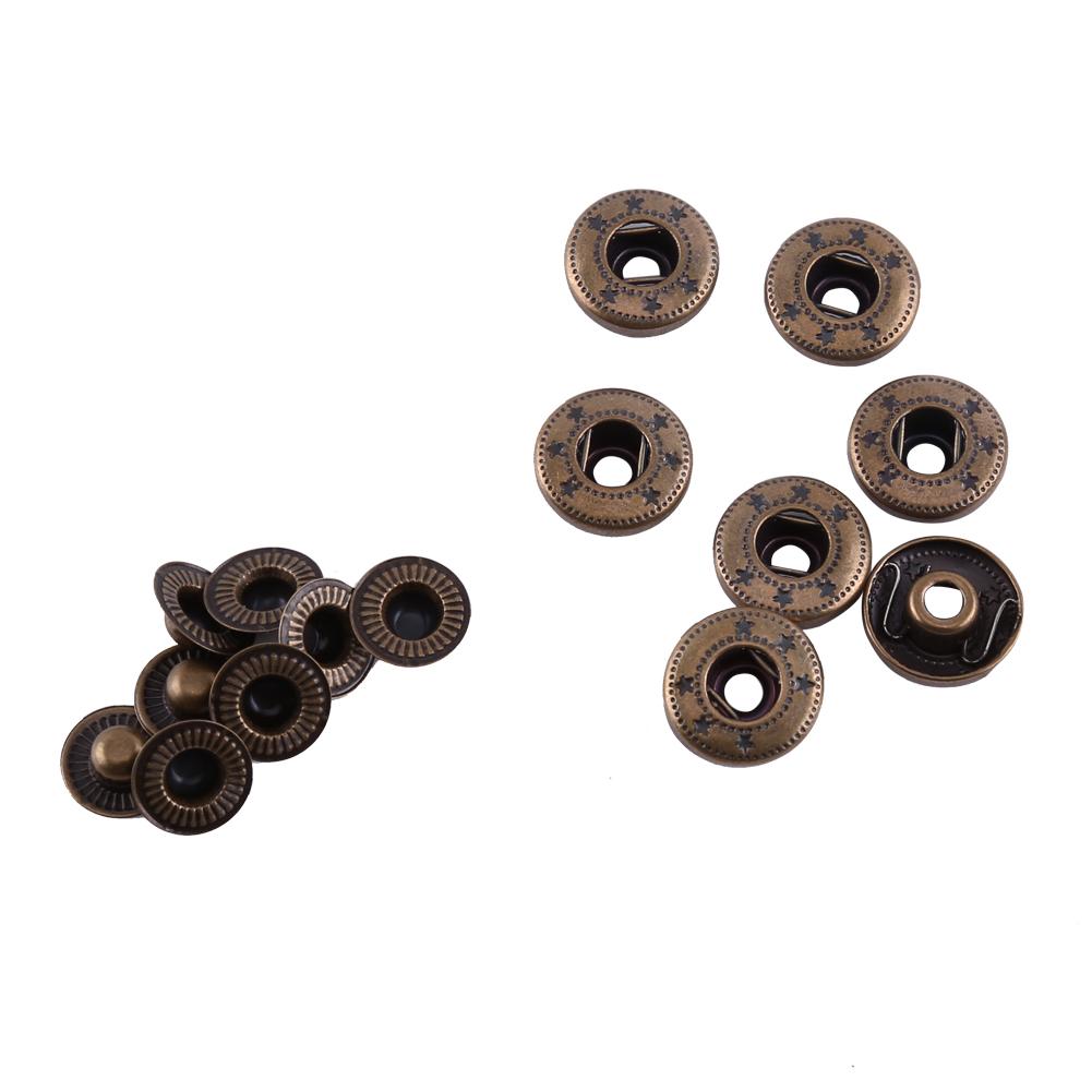 30 Sets 15mm Antique Brass Snap Fasteners Popper Press Stud Button   Fixing Tool Kit