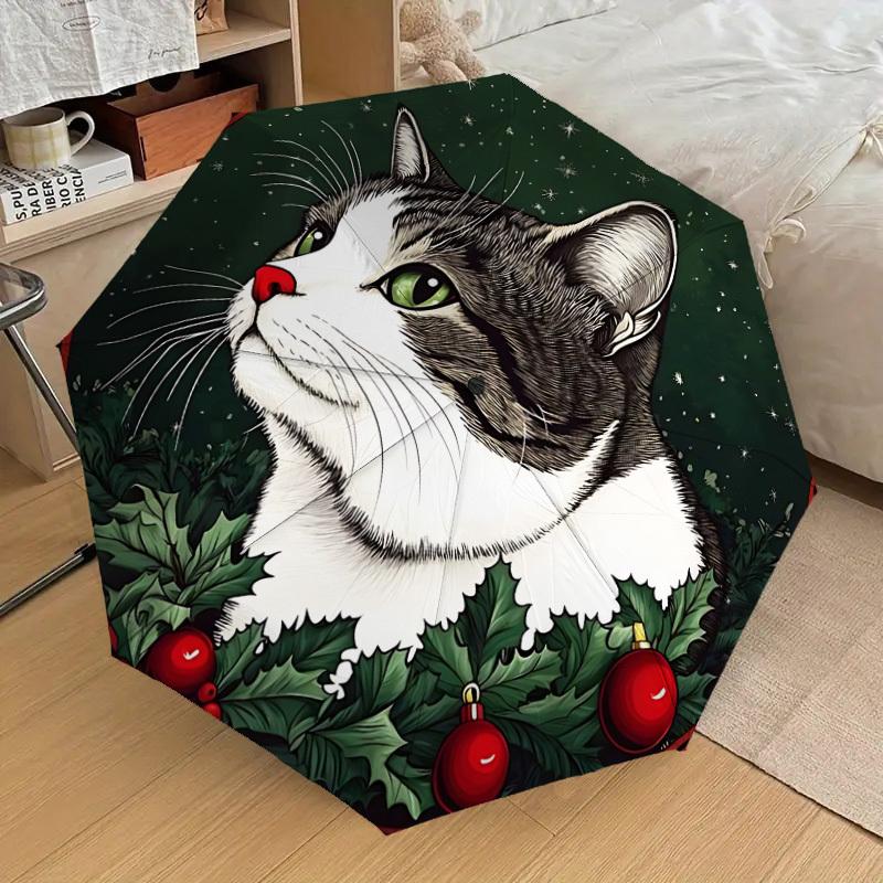 

1pc Christmas Cat Decorations Automatic Folding Umbrella, 8 Ribs Iron Frame, Suitable for Outdoor Travel and Daily Use yy251120241