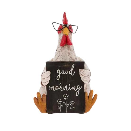 

Доброе утро, фигурка курицы, смола, сидящая лежащая курица, статуя, скульптура для дома, офиса, настольная книжная полка, украшение, украшение, фестиваль, подарок B