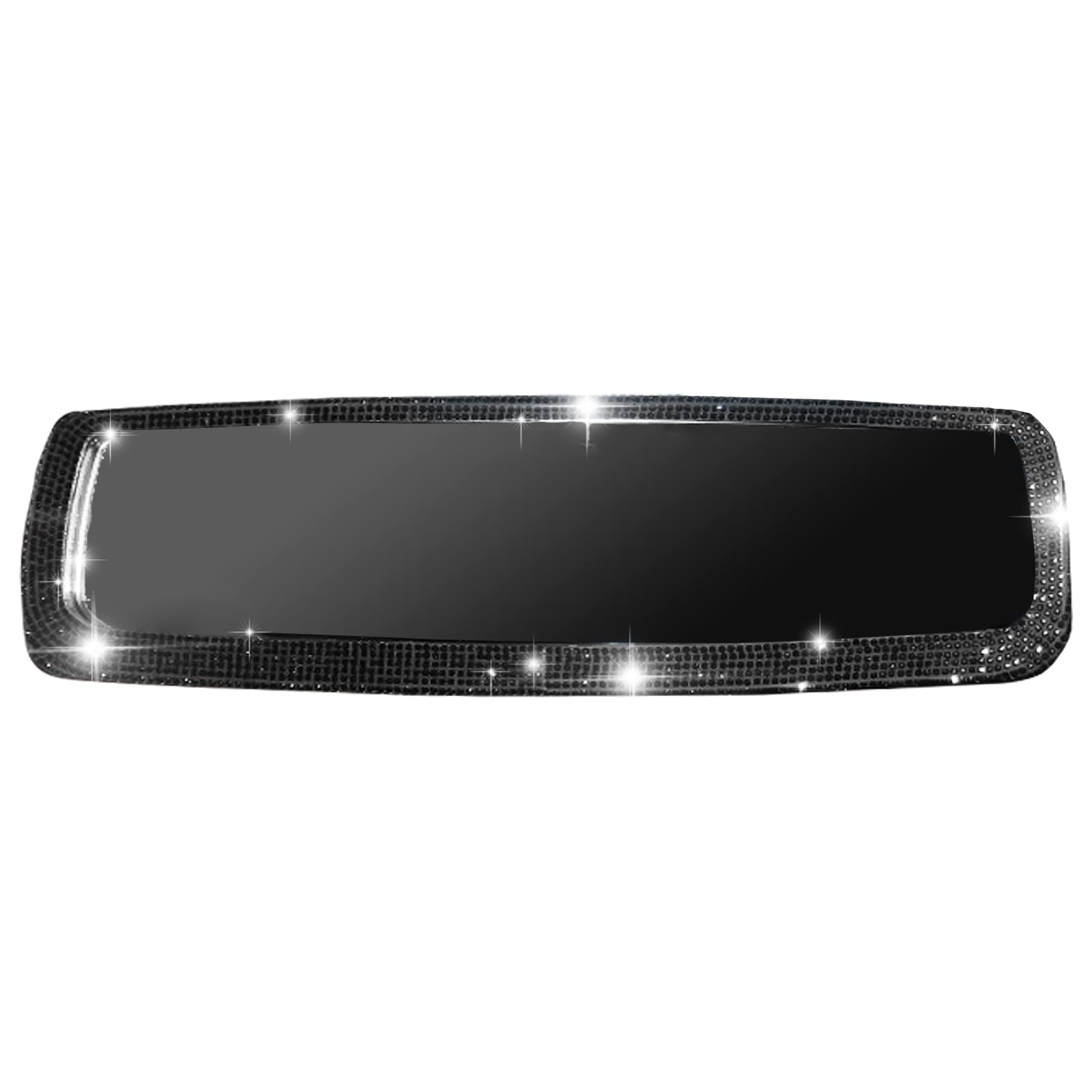 

Grande Visage Rearview Mirror with Sparkling Artificial Diamonds and Easy Car Dress-Up Rhinestones, Installation, (Black) чорний