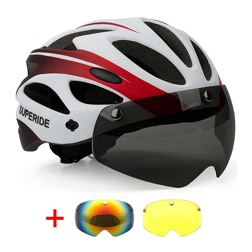 Casco de Bicicleta de Carretera Recargable Superide para Hombres y Mujeres Casco de Ciclismo con Visera y Luz Trasera Casco Deportivo para Bicicleta de Montaña MTB con Gafas