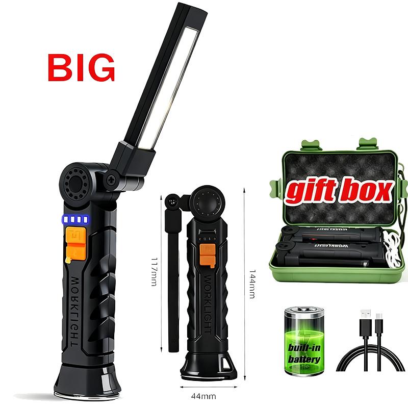Portable COB LED Flashlights USB Rechargeable Work Light Magnetic Lanterna Hanging Lamp with Built-in Battery Camping Torch