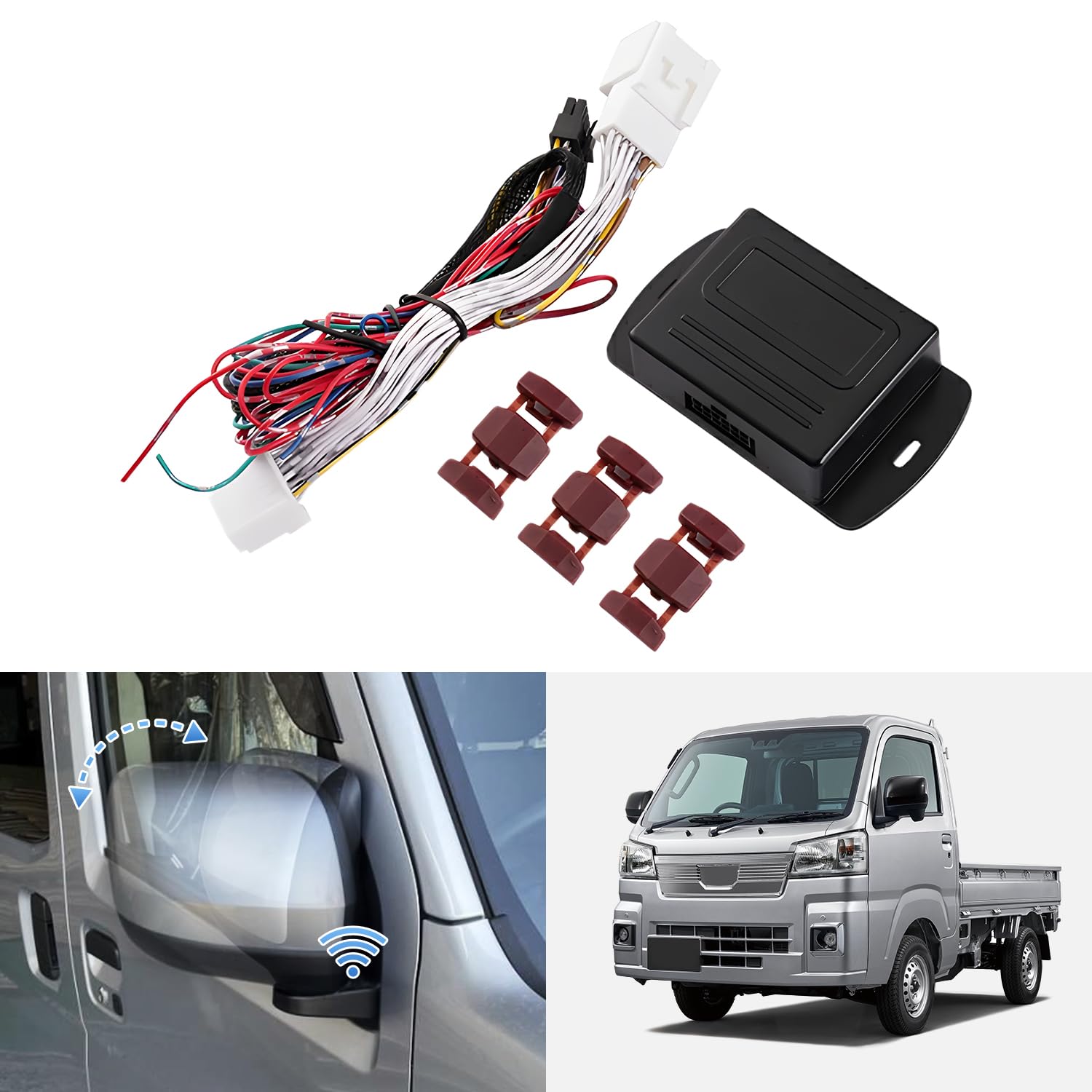 

GIMUYA Keyless Door Mirror Unit for Daihatsu Hijet Truck 2021 Dedicated Door Mirror Kit with Power Folding and Automatic Convenient Auto Trunk чёрный