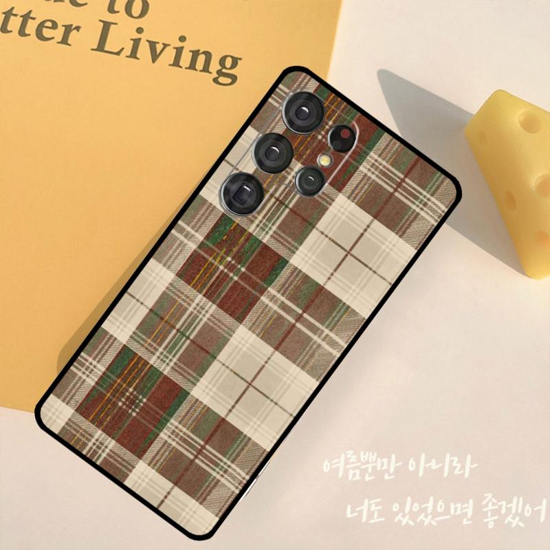 Brown Plaid Phone Case For Samsung Galaxy S24 S25 Ultra S9 S10 S20 S22 S21 Plus S23 FE Back Cover Shell
