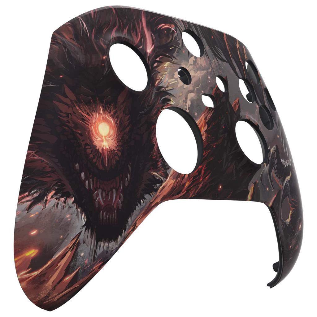 custom front housing shell for Xbox Series featuring an animal print design and faceplates for Xbox Series and Xbox Core consoles not eXtremeRate's