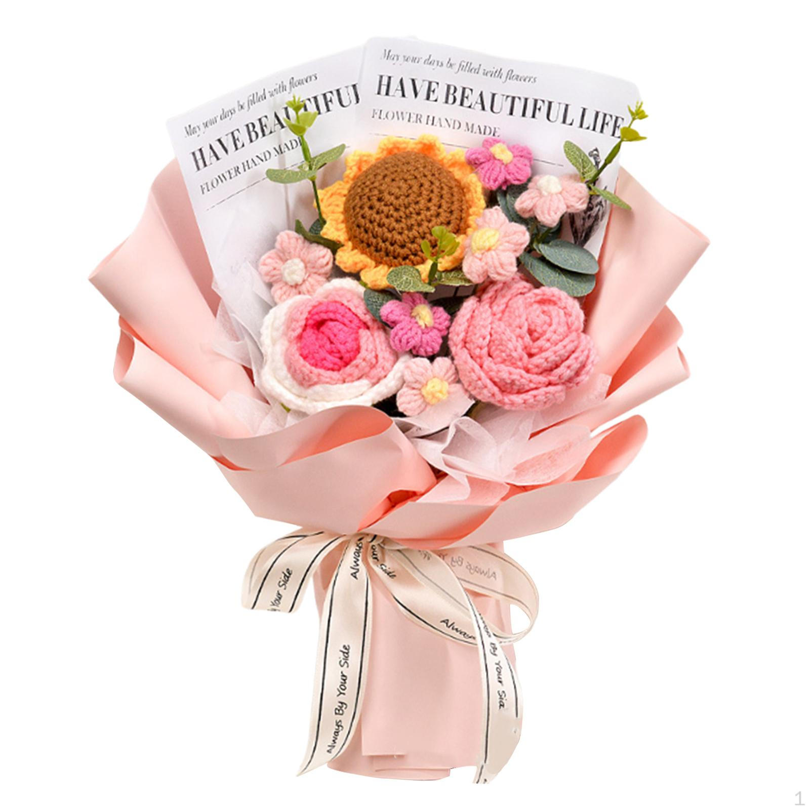 

Artificial Knitted Flower Bouquet As A Gift for Mother s Day From Children, Ideal Various розовый