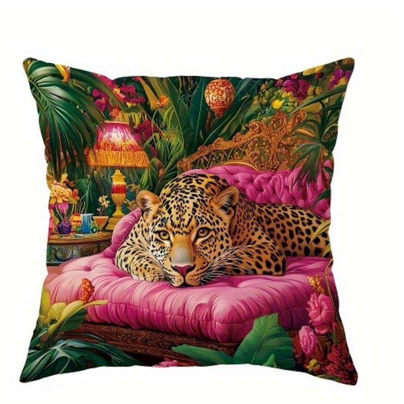 Hua Wild Style Leopard Jungle Scene Pillowcasesuitable For Sofa Car Bedroom Decorative Cushion Cover Pillow Cover