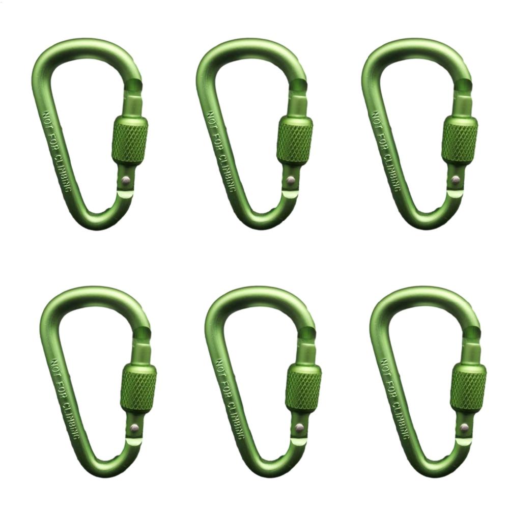 6pcs/set Aluminum Alloy Carabiner D Ring Tent Rope Tensioner Tent Wind Rope Buckles Backpack Buckle Hook For Camping Accessory
